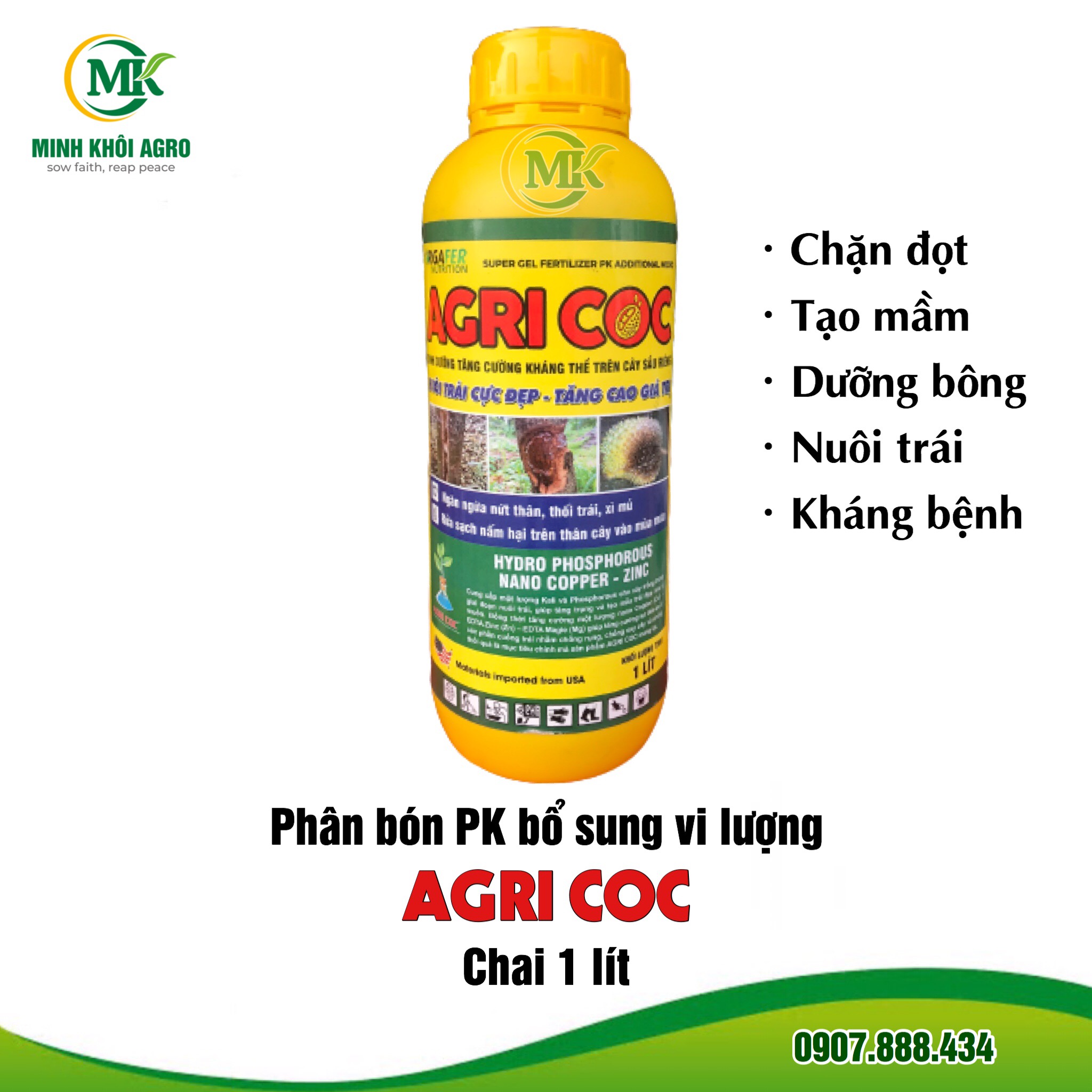 Phân bón hữu cơ AGRI COC - Chai 1 lít